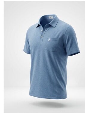 johnnie-O Light Blue Short Sleeve Polo with Chest Pocket